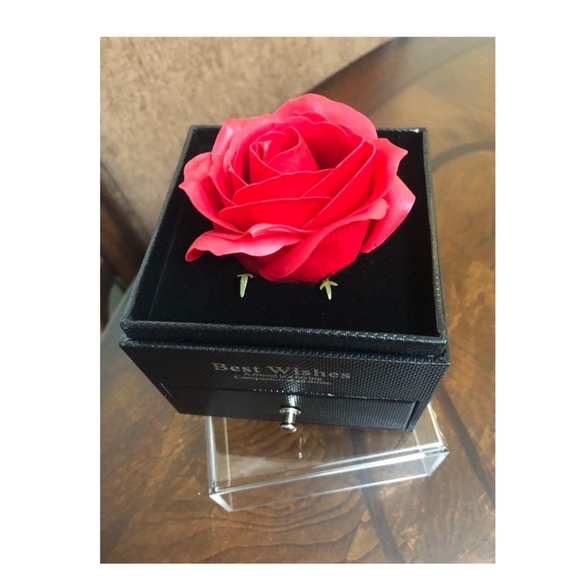 Exquisite Rose Flower Necklace Ring Jewelry Box Romantic Valentine's Day Christm - Picture 7 of 7